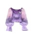 French style light luxury, gentle atmosphere, lantern sleeve shirt, women's summer bow mesh short design, temperament top