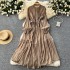 French retro elegant dress with female design sense, single breasted loose waist strap, slimming temperament, knee length long skirt