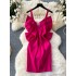 Birthday party party party small gift dress, European and American sexy hollow out three-dimensional big bow, waist cinching slimming suspender dress