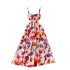 Light luxury and elegant dress for women, niche and high-end, with a cinched waist and slimming effect, fashionable printed suspender, large swing, vacation long skirt