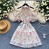 Sweet French dress for women with gentle style, heavy studded beads and diamonds, off the shoulder and waist, shiny and sparkling ruffle edge chiffon skirt