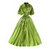 Artistic retro embroidery loose tie waist slimming dress for women in summer, slimming temperament, single breasted shirt skirt