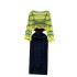 Gentle style set of women's Korean hollowed out striped long sleeved knitted top and camisole dress two-piece set