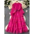 High end elegant dress for women 2024 new style palace style retro heavy industry hollow lace patchwork French dress