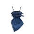 Retro spicy girl style denim camisole vest for women in summer, worn out with irregular edges, high-end design, pure desire top