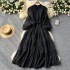 Light luxury French high-end lantern sleeve dress for women in summer, lace patchwork straps for slimming design, elegant long skirt