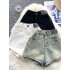 American retro high waisted denim shorts for women in summer, washed and worn, versatile and slimming, casual A-line wide leg shorts, hot pants