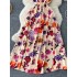 Light luxury and elegant dress for women, niche and high-end, with a cinched waist and slimming effect, fashionable printed suspender, large swing, vacation long skirt