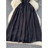 High end socialite's small dress, female heavy worker, nail bead round neck, hanging neck, sleeveless pleated waist, slimming and large swing dress