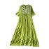 Retro artistic loose dress for women in summer, new heavy embroidery V-neck flared sleeves, slimming A-line large swing long dress