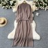 Korean Dongdaemun casual two-piece set for women, versatile, loose, medium to long knitted vest dress+cover sweater