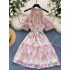 Sweet French dress for women with gentle style, heavy studded beads and diamonds, off the shoulder and waist, shiny and sparkling ruffle edge chiffon skirt