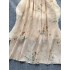 Beach vacation dress for women 2024 new gentle style, loose and slimming A-line floral backless camisole skirt