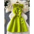 High end exquisite dress for women with European and American design sense, three-dimensional flower round neck sleeveless waist cinching, slimming and fluffy dress