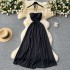 Pure Desire Style Women's Summer Dress New Heart Machine Hollow out Wrinkle Skirt Hanging Neck Straightening Waist Show Thin and Falling Dress