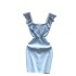 High end temperament dress, female fashion socialite, hollowed out design sense, square collar, suspender, small fly sleeves, hip hugging, princess skirt