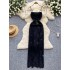 European and American ins dress for women's summer sexy hollow out perspective lace hook flower slim fit and slimming camisole long skirt