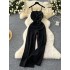 European and American sexy three-dimensional flower strapless camisole jumpsuit women's high-end exquisite waist cinching slimming versatile fashion dress