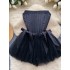 Birthday party small gift dress design sense bow tie tie waist cinching slimming sleeveless strapless mesh puffy dress