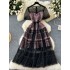 Sweet heavy industry nail bead studded diamond round neck bubble sleeve waist cinching slimming temperament sequin sparkling fluffy mesh dress