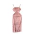 High end dress for socialites, female sexy chain suspender, strapless sequins, hairy tassel, waist cinching, slimming dress