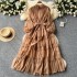 Light luxury French high-end lantern sleeve dress for women in summer, lace patchwork straps for slimming design, elegant long skirt