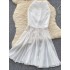 Temperament two-piece women's summer vacation outfit, French sweet lace camisole vest+mesh fishtail skirt