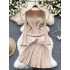 Temperament two-piece women's autumn outfit, small and gentle, long sleeved, V-neck knitted cardigan top+high waisted A-line skirt