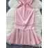 Korean version fashionable socialite temperament dress for women's summer new style, slim fit and slimming temperament, hip hugging ruffle edge dress