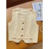 Vest women's summer new style, small fragrance temperament, retro fashion, single breasted fake pocket cardigan, outerwear top