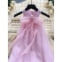 Eugen chiffon fluffy fairy dress summer outfit new sweet bow tie tie hanging neck sleeveless vacation dress for women