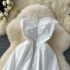 Fairy vacation dress 2024 new gentle style hollow out single breasted sleeveless strapless waist cinching white first love dress