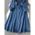 2024 new niche ethnic style denim dress for female heavy workers with retro embroidery design, featuring a slimming waist and long skirt