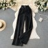 European and American style retro shiny and sparkling hot diamond micro flared pants for women's casual, loose and slimming look, wide leg floor length pants