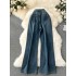 American retro jeans, women's classic style, high waist, slim and fashionable, versatile straight leg wide leg pants, floor length pants