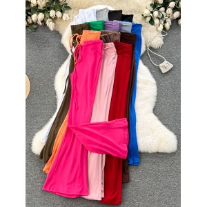 European and American hot girls' fashion sense, tied waist, slimming, slim fit, hip hugging, long flared pants, sexy yoga pants