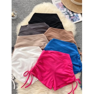 Internet celebrity's 2024 summer new peach hip sports shorts high waist slim fit elastic versatile drawstring yoga pants