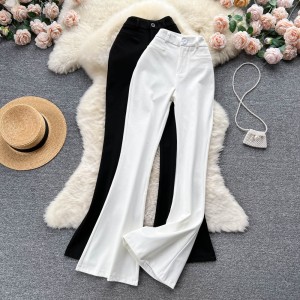 2022 autumn and winter new retro suit bell bottom pants for women's casual high waist hanging feeling, slimming and wide leg bottom long pants