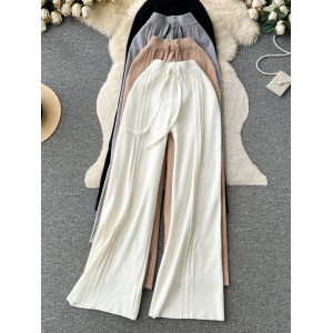 Minimalist style, high-end casual pants for women in autumn and winter, high waist, slimming and drooping design, niche and super fairy temperament pants