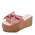 Thick soled sandals with sloping heels for women's fashion summer collection, Korean version slippers for outdoor wear, cool slippers, sponge bottom, bow tie