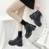 2021 autumn and winter new British style Martin boots for female students, Korean version versatile short boots, front lace up thick soled leather boots