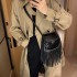 Bag Autumn/Winter 2024 Korean Fashion Tassel Small Square Bag ins Retro Texture Women's Handheld Crossbody Bag