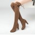 2017 autumn new long boots European and American over the knee boots pointed matte leather thick heel high-heeled boots women's long boots