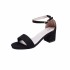 2019 Summer New Middle Heel Shoes for Women, Thick Heel, Open Toe, Suede, Sexy One Button Strap Sandals for Women, Roman Shoes, Trendy