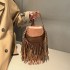 Bag Autumn/Winter 2024 Korean Fashion Tassel Small Square Bag ins Retro Texture Women's Handheld Crossbody Bag