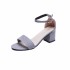 2019 Summer New Middle Heel Shoes for Women, Thick Heel, Open Toe, Suede, Sexy One Button Strap Sandals for Women, Roman Shoes, Trendy