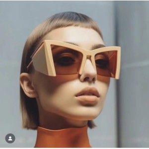 2024 New European and American Retro Large Frame Sunglasses for Women, Personalized Cat Eye Sunglasses for Women, Cross border Wholesale Sunglasses