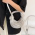 Internet celebrity metal noodle armpit bag 2024 new European and American fashionable shiny face hand-held women's shoulder and crossbody dumpling bag