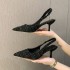 French style small fragrant style high-heeled toe cap sandals for women 2023 new summer style slim heel pointed toe sole shoes wholesale and dropshipping