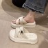 2023 summer new women's slippers, women's outerwear, cross thick soled beach sandals, casual fairy style, height increasing women's shoes